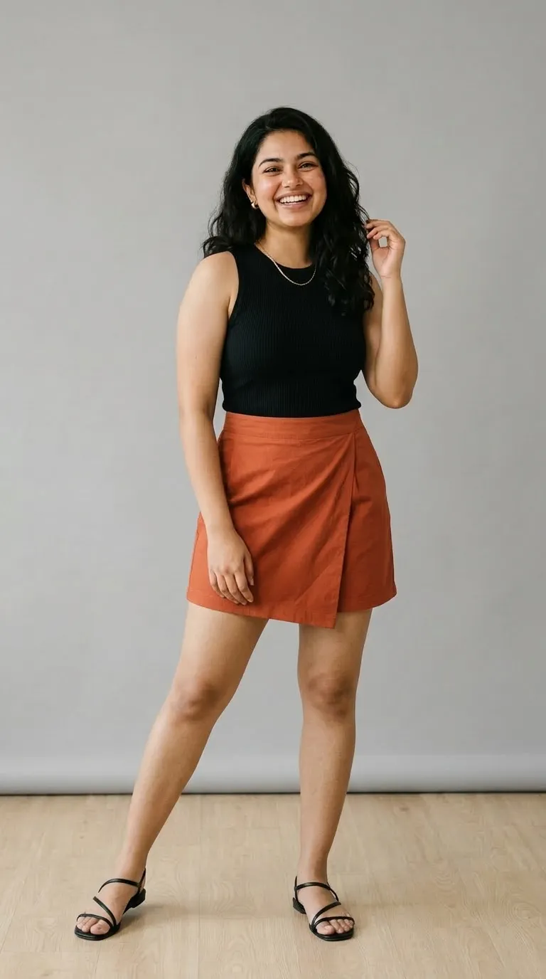 Model wearing Saffron Mini Skirt